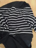 她風(fēng)采 M-5XL長(cháng)袖T恤女中年洋氣秋裝寬松打底衫2012新款條紋秋衣上衣 黑色98# XL 建議120-135 曬單實(shí)拍圖