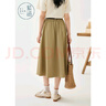 紫涵（ZIHAN）紫涵復古純棉半身裙夏季文藝森系百搭高腰顯瘦A字中長(cháng)裙 卡其 M 曬單實(shí)拍圖