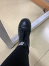 TLOUU高幫鞋女真牛皮平底小白鞋軟底系帶運動板鞋女冬加絨大碼休閑女鞋 黑色 38 曬單實拍圖