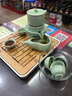 億凱鑫功夫茶具套裝石磨創(chuàng)意懶人防燙自動茶具泡茶器整套茶壺茶杯竹茶盤 綠陶石磨自動茶具+竹盤 曬單實(shí)拍圖
