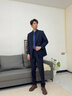 吉約蒙（G·MONS）澳洲羊毛西服套裝男士藏青色雙排扣結(jié)婚伴郎商務(wù)正裝西裝整套男 0671藏青色【上衣+褲子】 48 曬單實拍圖