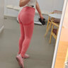 MITAOGIRL 運動(dòng)瑜伽褲女蜜桃健身高腰提臀透氣高彈顯瘦緊身褲外穿打底褲 粉色 L 曬單實(shí)拍圖