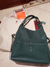 kissora【海外直郵】女士單肩包兩用背包真皮簡(jiǎn)約純色大容量多用途水桶包 綠色 曬單實(shí)拍圖