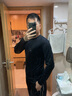 拇指白小T秋冬長(zhǎng)袖T恤男三代水云棉圓領(lǐng)男士情侶款免燙易穿搭小白T打底衫 黑色男款 S 曬單實(shí)拍圖