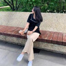 LISLAVE休閑褲女春夏新款西裝褲垂墜感高腰寬松直筒顯瘦闊腿褲女時尚女裝 米白色夏款 M（適合95-105斤） 曬單實拍圖