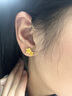 中鑫珠寶 黃金桃花小耳釘女款999足金彎鉤耳環(huán)金花朵耳飾首飾 【現貨】2.53g 曬單實(shí)拍圖