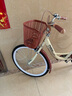 鳳凰（PHOENIX） 夢(mèng)幻自行車(chē)男士女式成人青少年學(xué)生通勤城市復古輕便單車(chē) 芭蕾米黃+寶寶椅+群網(wǎng) 26寸充氣胎：適合身高165-180cm 曬單實(shí)拍圖