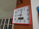 七王星现代简约长方形日历挂钟家用电子石英钟带温度钟表墙壁挂表免打孔 7616红边日历 30乘33厘米 实拍图