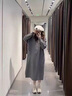 皮爾卡丹（pierre cardin）拉鏈翻領(lǐng)針織連衣裙女秋冬復(fù)古長款高領(lǐng)毛衣裙直筒加厚長袖打底裙 灰色 XL 建議120-130斤 曬單實拍圖
