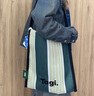 Tagi.邊邊帆布袋高密度冬復古單肩包斜挎包包 芥末條紋 曬單實(shí)拍圖