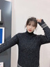 純邇秋冬半高領(lǐng)加厚毛衣女寬松彩色夾條針織衫時尚洋氣新款打底衫上衣 米白色 S 曬單實拍圖