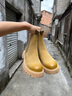 波佐斯（POEZONIS）切爾西靴男英倫風(fēng)真皮高幫煙筒靴子男士秋冬季加絨保暖機車(chē)馬丁靴 黃色（四季單鞋） 41 曬單實(shí)拍圖