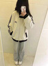 憶靜萱（YIJINGXUAN）街頭ins復古美式條紋上衣外套女2025春秋季新款寬松設計感夾克 杏色外套 L 曬單實拍圖