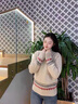 恒源祥（HYX）秋冬款洋氣加絨加厚毛衣女士寬松提花半高領(lǐng)針織打底衫百搭羊毛衫 藍【加絨】 S 建議8095斤 曬單實拍圖