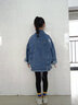 瀟瀟木魚子（XIAOXIAOLITTLEFISH）女童牛仔外套春裝2023新款中大童韓版釘珠牛仔衣兒童春秋夾克開衫 亮鉆鉚釘牛仔外套 130碼(建議身高130cm) 曬單實拍圖