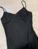 欧莎（OSA）新款黑色吊带缎面连衣裙女外穿显瘦长裙V领法式裙子 黑色 XXL 实拍图