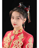 京禮京達秀禾頭飾女新娘敬酒服中式古裝發(fā)飾紅色簡約大氣結婚高級感配飾 紅色秀禾套裝-耳夾款 曬單實拍圖