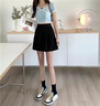 浪莎（LangSha）黑色西裝短褲女夏季高腰a字外穿闊腿褲2024新款小個(gè)子休閑熱褲子 黑色 L【建議110-120斤】 曬單實(shí)拍圖