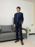 吉約蒙（G·MONS）澳洲羊毛西服套裝男士藏青色雙排扣結(jié)婚伴郎商務(wù)正裝西裝整套男 0671藏青色【上衣+褲子】 48 曬單實拍圖