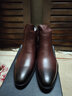 村哥牛皮男士馬丁靴秋冬季加絨高幫皮鞋短靴男士皮靴英倫男靴 酒紅色(加絨款) 40 曬單實(shí)拍圖