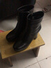 貝蘭思琦 牛皮防水臺粗跟短靴秋冬季單靴女鞋圓頭厚底高跟馬丁靴子6026 黑色（絨里） 35 曬單實(shí)拍圖