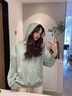 韓璐嬌 衛(wèi)衣女套裝22年春秋季新款女裝韓版學(xué)生寬松時尚氣質(zhì)百搭連帽衛(wèi)衣休閑垂感闊腿褲洋氣減齡兩件裝潮 水綠色衛(wèi)衣+米杏闊腿褲 M(建議100-115斤) 曬單實(shí)拍圖