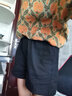 puhp女裝亞麻休閑短褲女夏季新款寬松顯瘦松緊腰外穿直筒闊退五分褲 黑色 S 90-110斤 曬單實(shí)拍圖