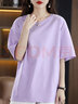 羅蒙（ROMON）  短袖T恤冰絲棉白色女2022夏季新款韓版中長(zhǎng)款遮屁股寬松體恤 丁香紫 XL 曬單實(shí)拍圖