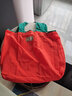 QUEENJOY 大容量抽繩束口袋純色環(huán)保購物袋便攜可折疊超市收納包手提買(mǎi)菜包 橘紅色 曬單實(shí)拍圖