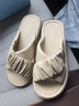 天美意涼鞋商場(chǎng)同款褶皺交叉條帶外穿舒適拖鞋女鞋BG311BT3 淺黃色 39 曬單實(shí)拍圖