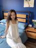 羅蒙（ROMON）純棉吊帶睡裙女夏天性感長(cháng)款少女士睡衣裙帶胸墊夏季薄款甜美可愛(ài) 621#背心裙白色【帶胸墊】 M 【80-100斤】 曬單實(shí)拍圖