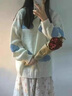 閃動(dòng)少女（SHANDONGSHAONV）奶fufu的毛衣新款韓版寬松套頭女學(xué)生云朵秋冬日系溫柔設計感針織 白色繡云朵毛衣 S （建議75-90斤） 曬單實(shí)拍圖