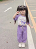 G.duck童裝女童套裝夏季24新款防蚊褲兒童套裝女孩卡通短袖衣服幼兒服裝 紫色 100尺碼2~3歲【 90-100cm】 曬單實(shí)拍圖