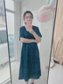 SOEM重磅真絲連衣裙高端女夏季桑蠶絲中老年寬松大碼媽媽裙 藍(lán)色 XL 【建議10-115斤穿】 曬單實拍圖