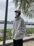 杰麗·莫克（Jerrie Mock）日系寬松連帽衛(wèi)衣夾克男女春秋新潮情侶復(fù)古純色格紋開衫沖鋒外套 淺灰色 L（建議130-150斤） 曬單實(shí)拍圖