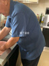 稻草人品質(zhì)爸爸T恤夏季中老年人襯衣男套裝爸爸棉麻襯衫爺爺裝夏裝短袖 藏藍(lán)色上衣 42（150-170） 曬單實拍圖
