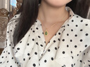 COISE金鑲玉項鏈黃金套鏈女黃金吊墜媽媽珠寶首飾品七夕禮物送老婆 金鑲玉和田碧玉吊墜+18K肖邦鏈 曬單實拍圖