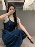 唐菓蜜牛仔背帶裙女夏季2024新款女裝奶系減齡學(xué)院風(fēng)學(xué)生顯瘦連衣裙夏天 米白上衣+牛仔背帶裙 M 曬單實(shí)拍圖