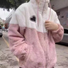 皮爾卡丹（pierre cardin）加絨加厚羊羔毛衛衣少女秋冬裝學(xué)生棉衣棉服外套2025新款 粉色加厚菱格夾棉 加絨 S 曬單實(shí)拍圖