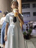 景怡依少女甜美學(xué)院風(fēng)高中學(xué)生初中生娃娃領(lǐng)法式連衣裙女生裙子青少年棉 淺藍色 S(70-95斤) 曬單實(shí)拍圖