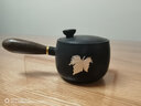 墨守創(chuàng  )意側把茶壺家用陶瓷粗陶黑陶日式簡(jiǎn)約小號手柄功夫茶具泡茶單壺 黑陶側把壺+楓葉 300ml 曬單實(shí)拍圖