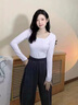 別語(yǔ)方領(lǐng)打底衫女春秋冬內搭長(cháng)袖t恤法式純欲緊身上衣 曬單實(shí)拍圖