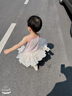 幼歌（YOUGE）女寶寶森系甜美娃娃領(lǐng)襯衫兒童溫暖花朵毛衣馬甲套裝潮 米白襯衫 110 cm 曬單實(shí)拍圖