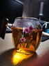 久堂 手工木把加厚玻璃公道杯鑲銀功夫茶具配件茶海分茶器日式公杯 木把景泰藍(lán)玻璃公道杯-高款（蘭花） 曬單實(shí)拍圖