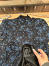 皮爾卡丹（pierre cardin）網(wǎng)紗打底衫女秋冬內搭長(cháng)袖洋氣木耳邊半高領(lǐng)印花寬松顯瘦上衣 藍色碎花加絨 袖子也加絨 XL 110-120斤 曬單實(shí)拍圖