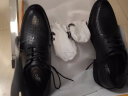 卡帝乐鳄鱼（CARTELO）男士皮鞋商务正装鞋男夏季透气镂空皮凉鞋男9595 黑色镂空款 39 实拍图