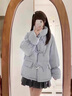 JEZE棉襖女冬季新款2024年韓系學(xué)生奶呼呼牛角扣棉衣棉服加厚外套 淺藍色【z】 M 【推薦115-130斤】 曬單實(shí)拍圖