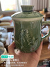 乾唐軒活瓷【教師禮物】魚(yú)躍龍門(mén)陶瓷杯帶蓋馬克杯茶水分離杯高檔辦公杯 耀州綠 曬單實(shí)拍圖