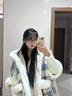 Pearl Diary加絨加厚保暖格子披肩外套女秋冬新款大毛領(lǐng)連帽毛呢開衫披風(fēng)斗篷 藍(lán)駝色---【口袋羊羔毛披肩】 曬單實拍圖