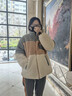 妃莉杋（FeiLiFan）羊羔毛外套女秋冬新款韓版寬松洋氣減齡加絨加厚拼色羊羔絨棉衣女 圖片色 L 曬單實(shí)拍圖